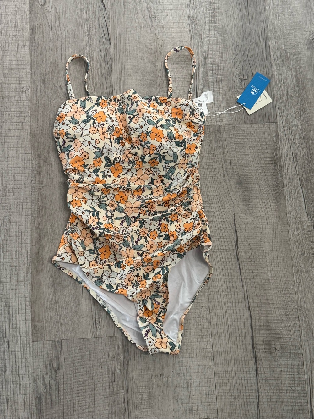 Cupshe Cream Floral One-Piece Swimsuit with Orange Blooms